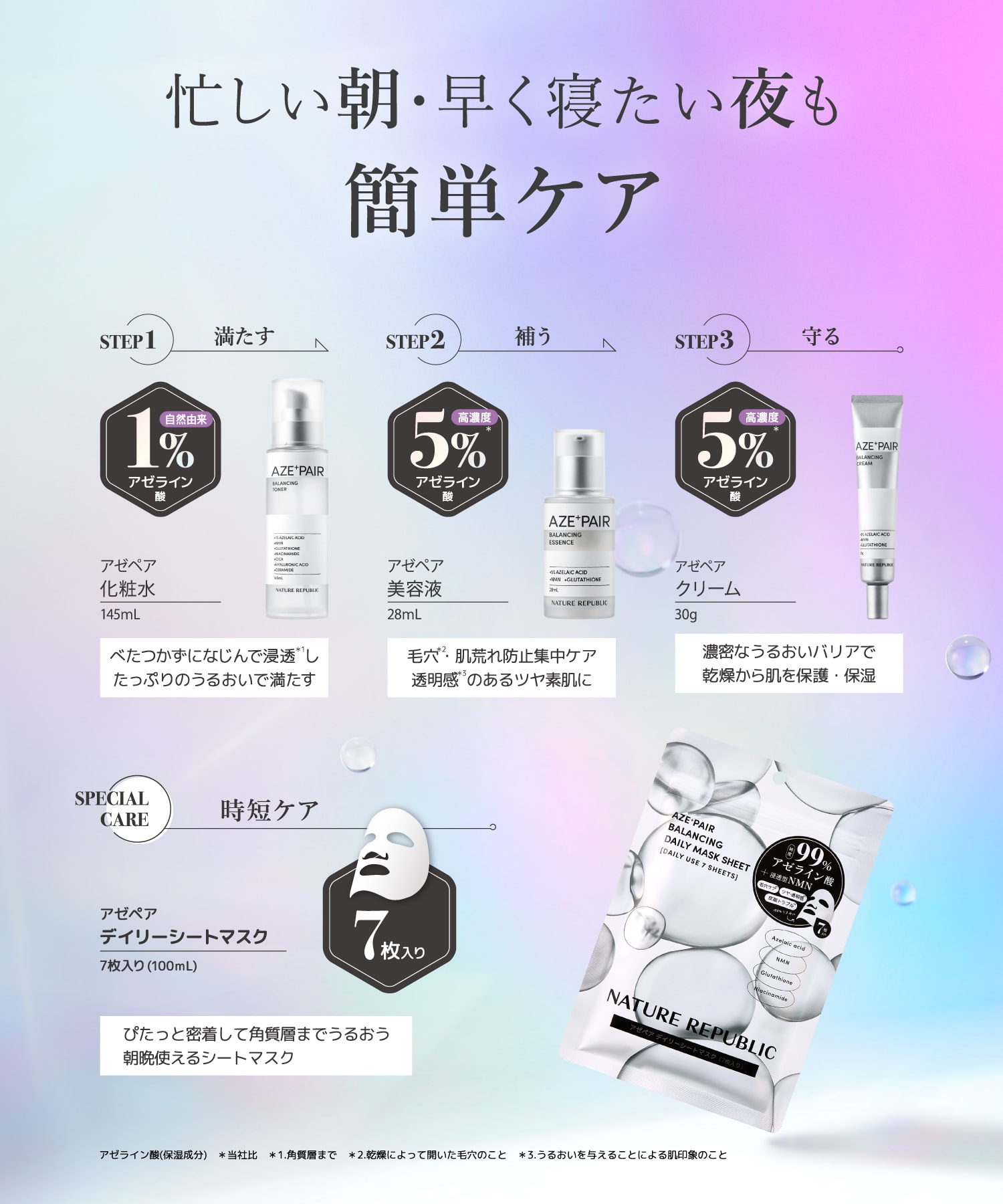 忙しい朝、早く寝たい夜も簡単ケア